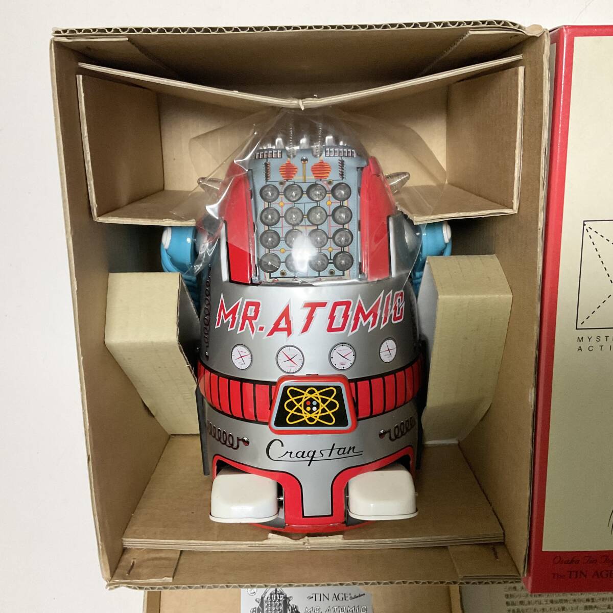 ミスターアトミック シルバー版 1950年代 ヨネザワ 電動走行 復刻版 大阪ブリキ製 ミステリーアクション 未使用 ブリキ玩具 ビンテージ _画像2