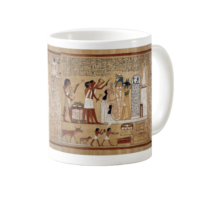 アヌビスが描かれている『死者の書』のマグカップ:フォトマグ(古代エジプトシリーズ)_画像1
