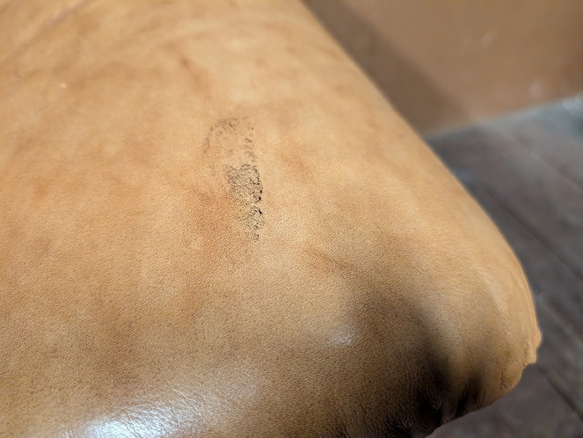 イタリア製 クラッシック 1P ソファ ブラウン 茶色/アンティーク ビンテージ ヴィンテージ フェイクレザー_画像5