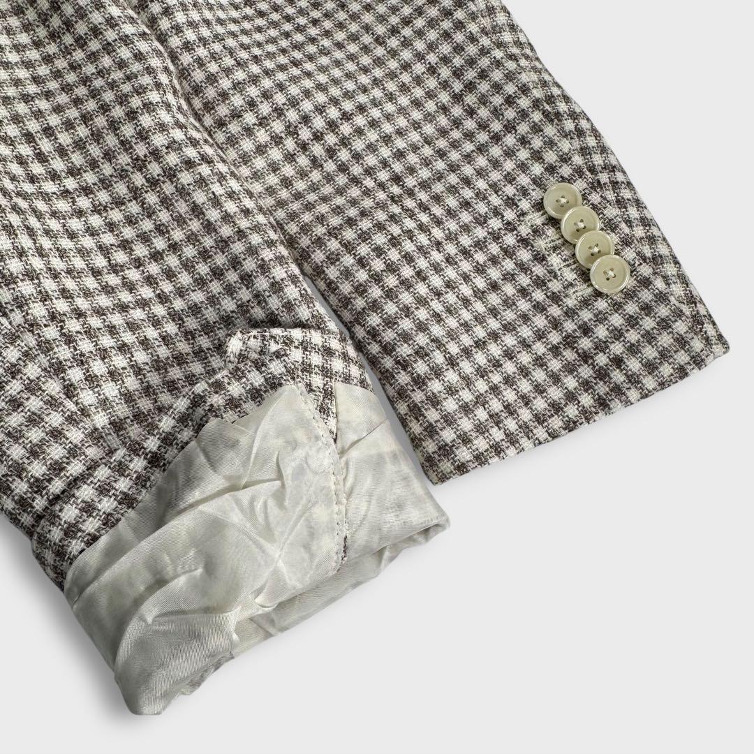 極美品 XL TAGLIATORE タリアトーレ テーラードジャケット アンコン シルク ベージュ 通年 ラペルピン付き メンズ ビジネス カジュアル_画像7