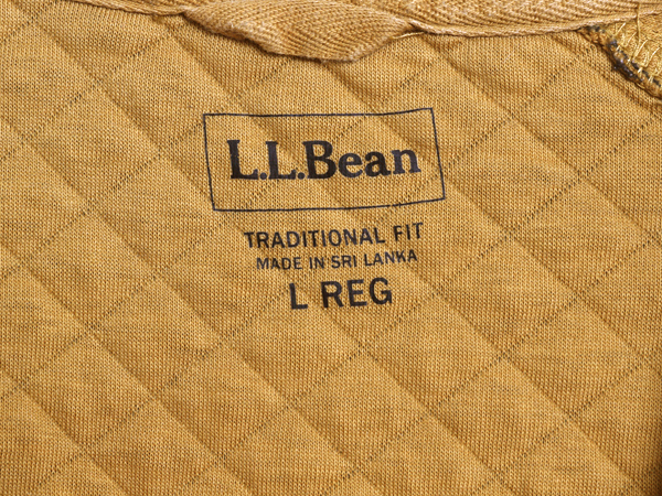 エルエルビーン キルティング スウェット メンズ L / アウトドア トレーナー プルオーバー ワンポイント カタディン ロゴ刺繍 マスタード_画像3