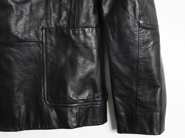 00s オールド ギャップ 本革 レザー テーラード ジャケット レディース L 程 革ジャン ブレザー ライナー付き 牛革 ショート丈 シンプル 黒_画像3