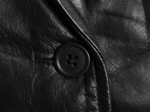 00s オールド ギャップ 本革 レザー テーラード ジャケット レディース L 程 革ジャン ブレザー ライナー付き 牛革 ショート丈 シンプル 黒_画像6