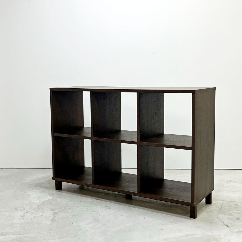 ● 無印良品 MUJI 2×3 2段3列 タモ材 ブラウン オープンシェルフ 棚 キャビネット 飾り棚 立ち脚 シンプルデザイン 廃番_画像1