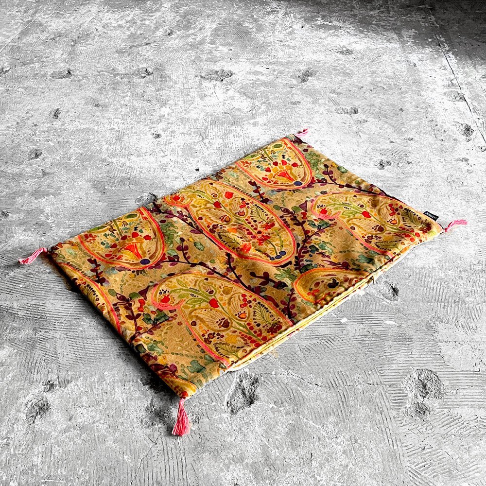 ■ キャラバン CARAVANE コットンベルベット クッションカバー マルチカラー タッセル 50×45 H.P.DECO フランス_画像1