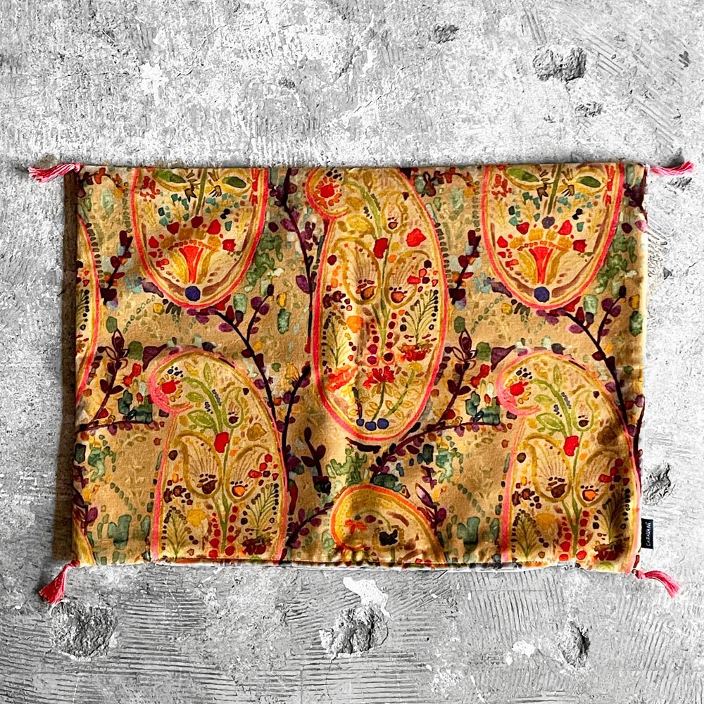 ■ キャラバン CARAVANE コットンベルベット クッションカバー マルチカラー タッセル 50×45 H.P.DECO フランス_画像3