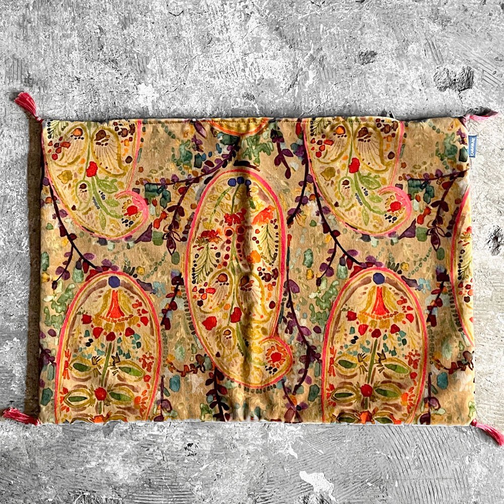 ■ キャラバン CARAVANE コットンベルベット クッションカバー マルチカラー タッセル 50×45 H.P.DECO フランス_画像6