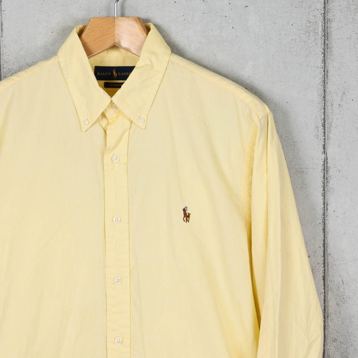 Poloラルフローレン◆CUSTOM FIT ピンオックス ボタンダウンシャツ◆イエロー◆サイズ16-32/33_画像3
