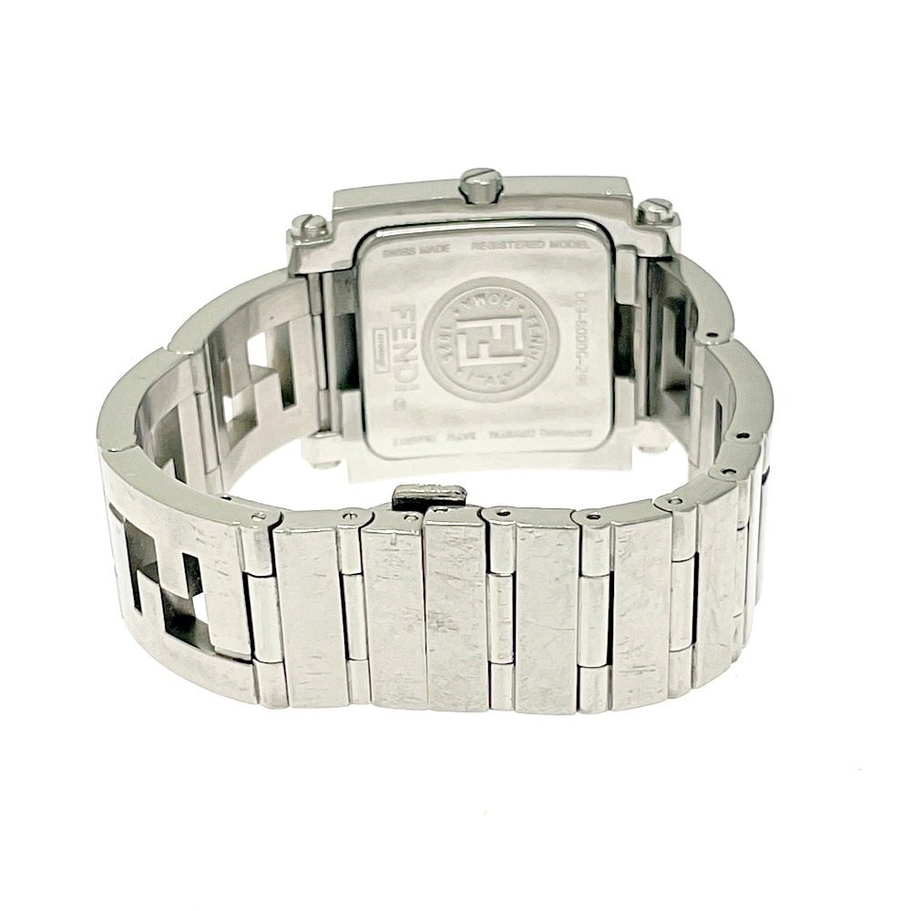 【1円スタート】【訳あり品】FENDI フェンディ 6000G スクエア デイト SS ホワイト系文字盤 クオーツ ボーイズ腕時計 ジャンク 490966