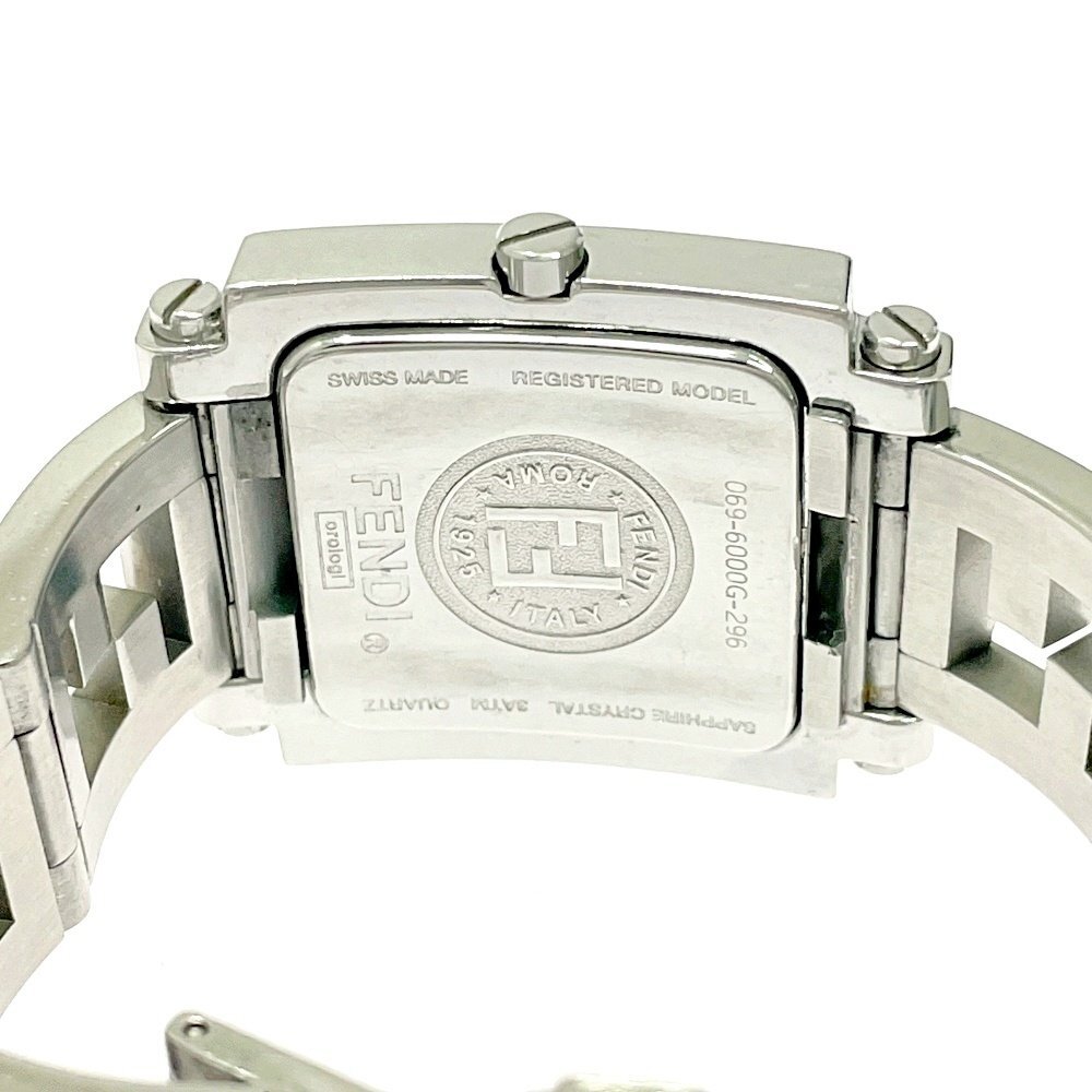 【1円スタート】【訳あり品】FENDI フェンディ 6000G スクエア デイト SS ホワイト系文字盤 クオーツ ボーイズ腕時計 ジャンク 490966