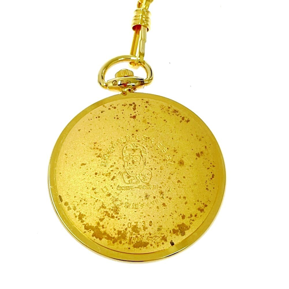 【1円スタート】【訳あり品】Createur クレアトゥール GOLD1000 925刻印 ゴールド文字盤 QZ 懐中時計 486143_画像4