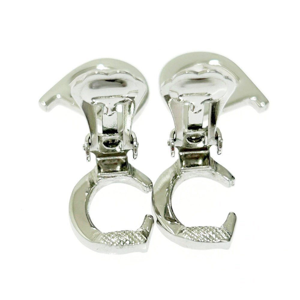 【1円スタート】Christian Dior クリスチャンディオール メタル ラインストーン CDロゴ シルバー イヤリング 509800_画像10