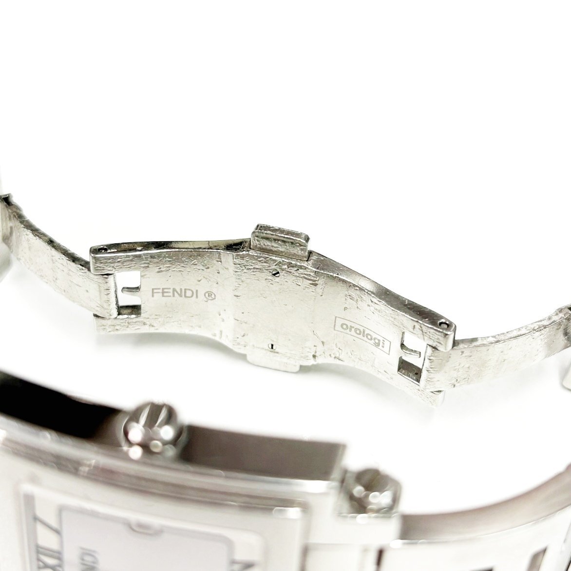 【1円スタート】【訳あり品】FENDI フェンディ 6000G スクエア デイト SS ホワイト系文字盤 クオーツ ボーイズ腕時計 ジャンク 490966