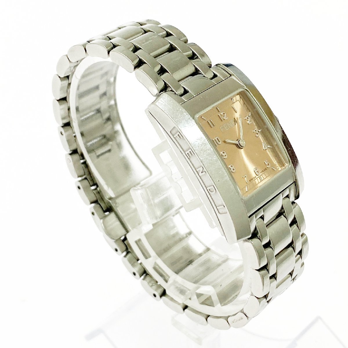 【1円スタート】FENDI フェンディ 7000L オロロジ スクエア SS オレンジ系文字盤 クオーツ レディース腕時計 490750