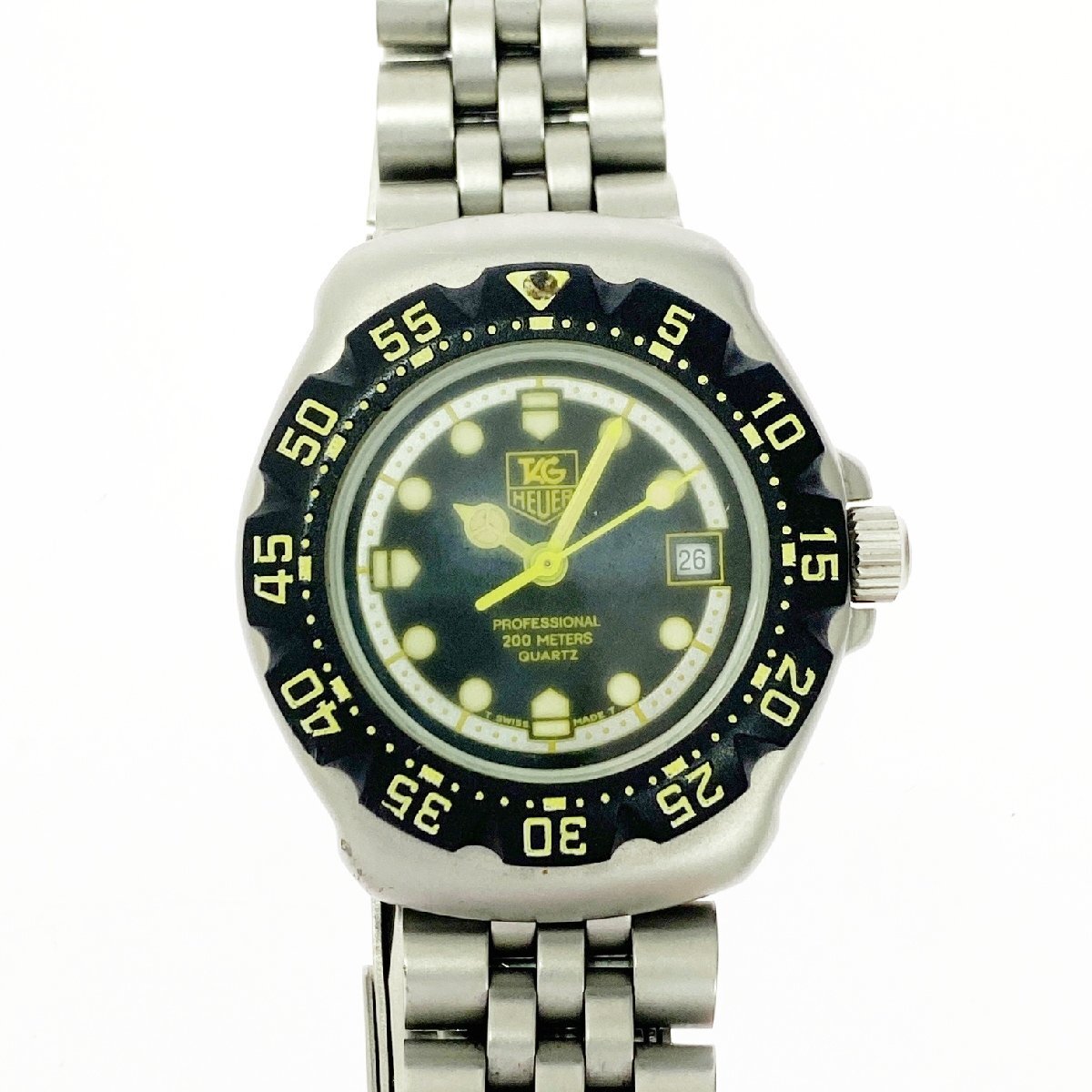 【1円スタート】TAG HEUER タグホイヤー 376.508 フォーミュラ1 ブラック文字盤 クオーツ レディース腕時計 ジャンク 490836_画像1