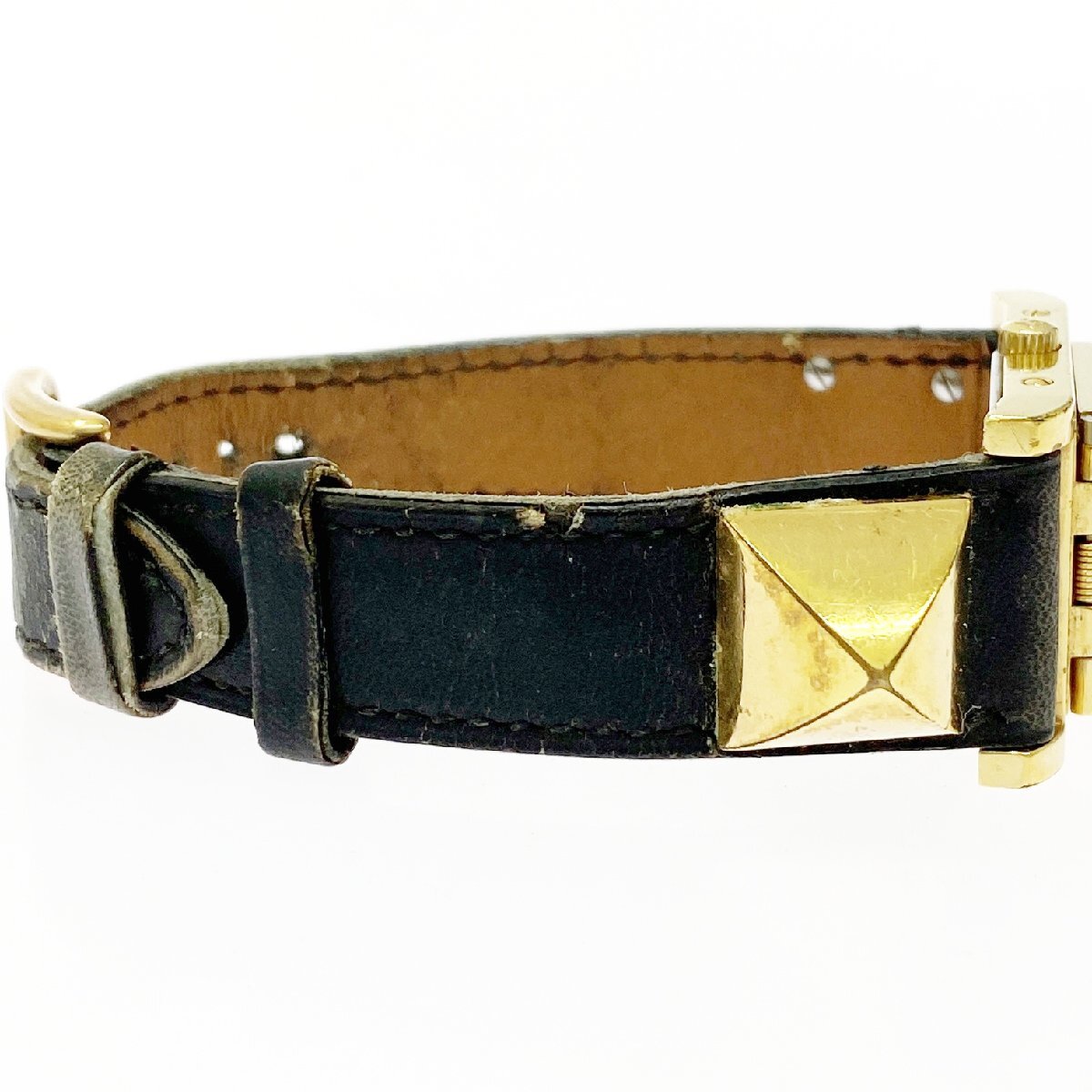 【1円スタート】【訳あり品】HERMES エルメス ME1.201 メドール GP×SS ホワイト文字盤 クオーツ レディース腕時計 A909135_画像10