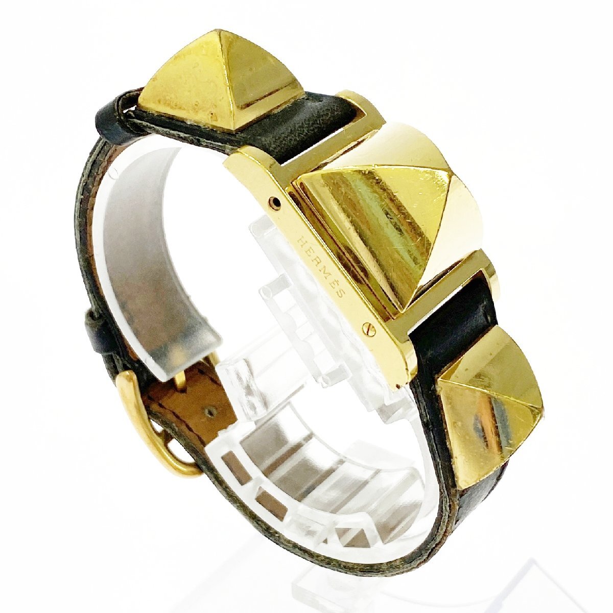 【1円スタート】【訳あり品】HERMES エルメス ME1.201 メドール GP×SS ホワイト文字盤 クオーツ レディース腕時計 A909135_画像4