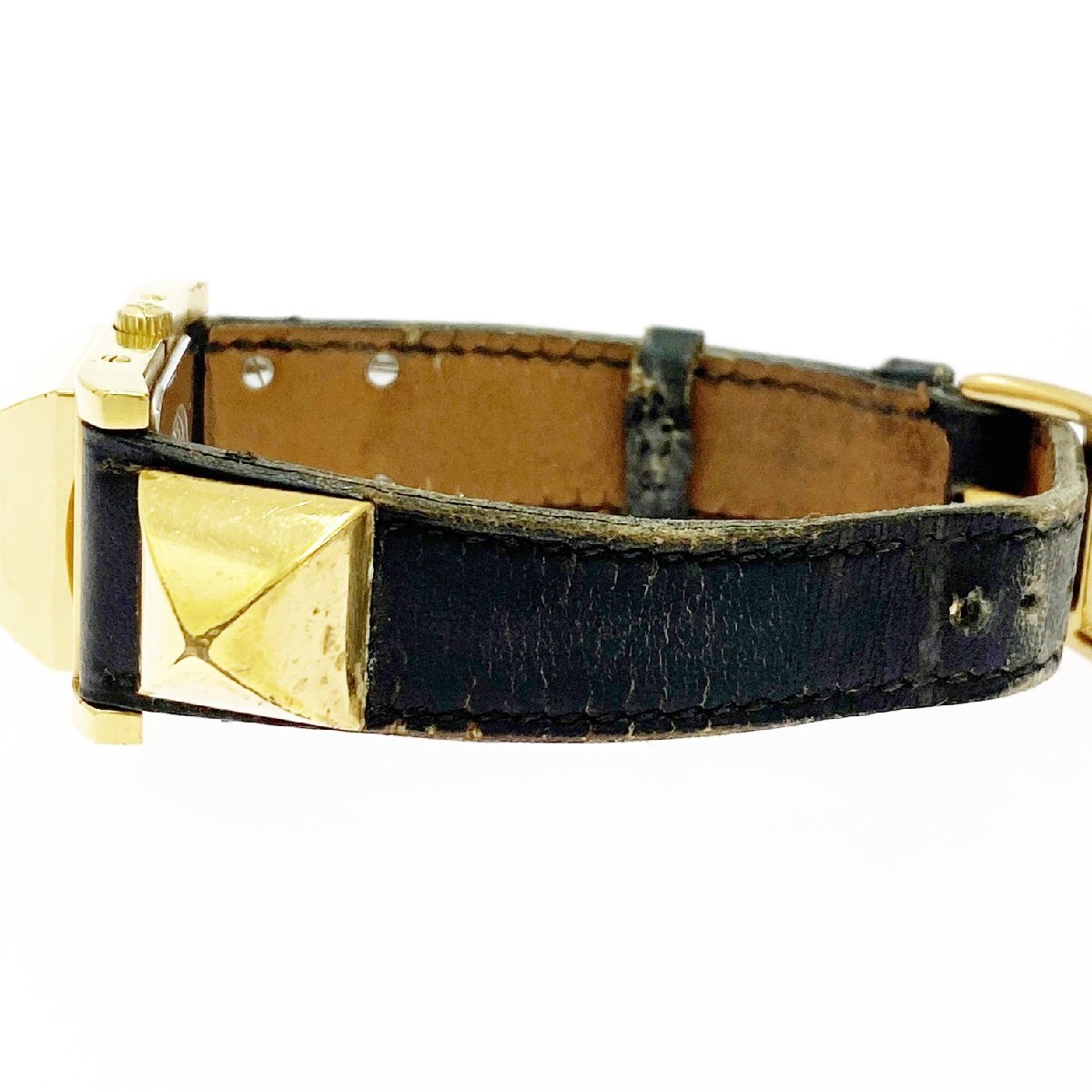 【1円スタート】【訳あり品】HERMES エルメス ME1.201 メドール GP×SS ホワイト文字盤 クオーツ レディース腕時計 A909135_画像9