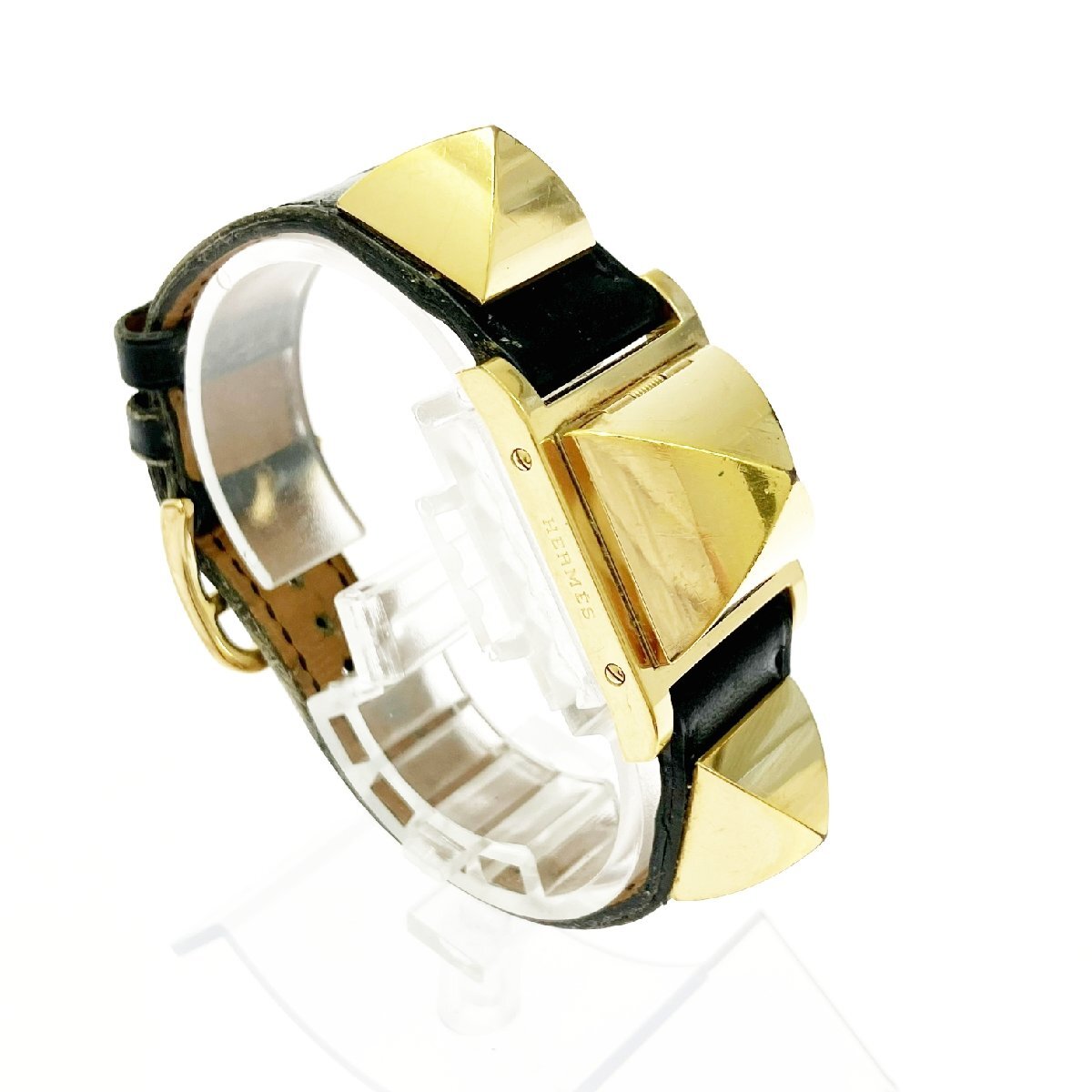 【1円スタート】HERMES エルメス メドール GP×革ベルト ホワイト文字盤 クオーツ レディース腕時計 A896668_画像4