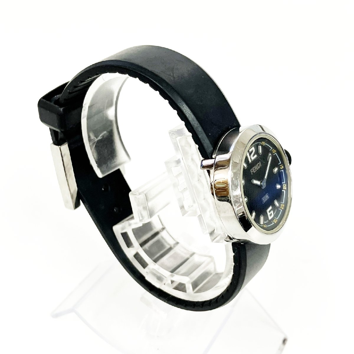 【1円スタート】FENDI フェンディ 8010L SS×ラバー ブラック文字盤 クオーツ レディース腕時計 505938_画像4