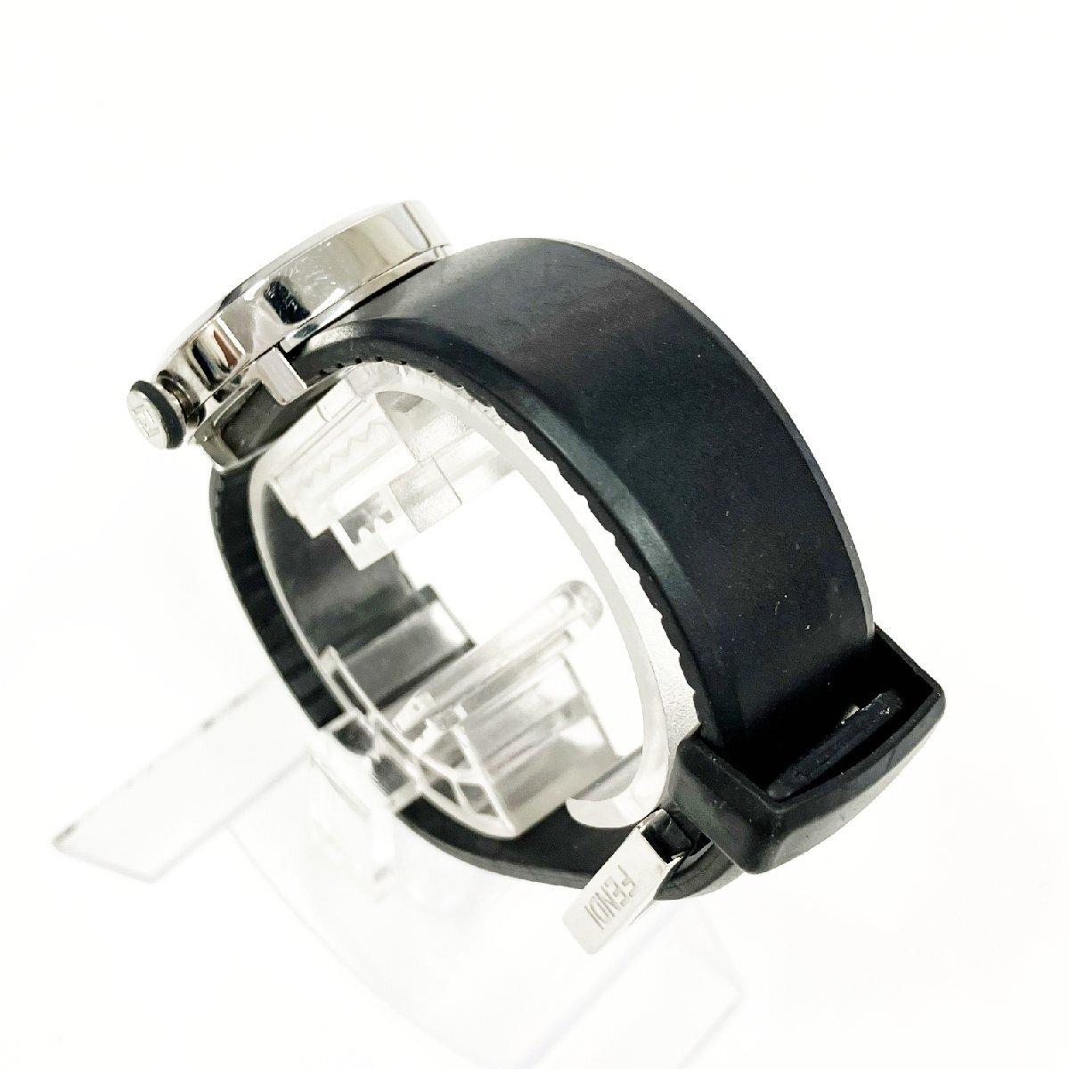 【1円スタート】FENDI フェンディ 8010L SS×ラバー ブラック文字盤 クオーツ レディース腕時計 505938_画像3