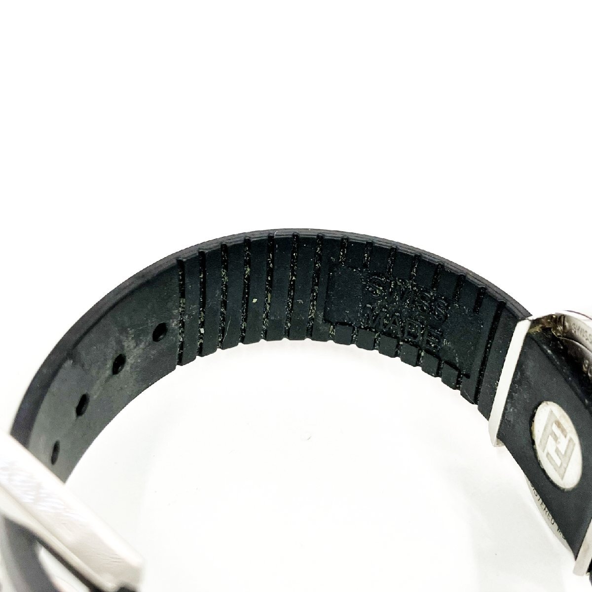 【1円スタート】FENDI フェンディ 8010L SS×ラバー ブラック文字盤 クオーツ レディース腕時計 505938_画像7
