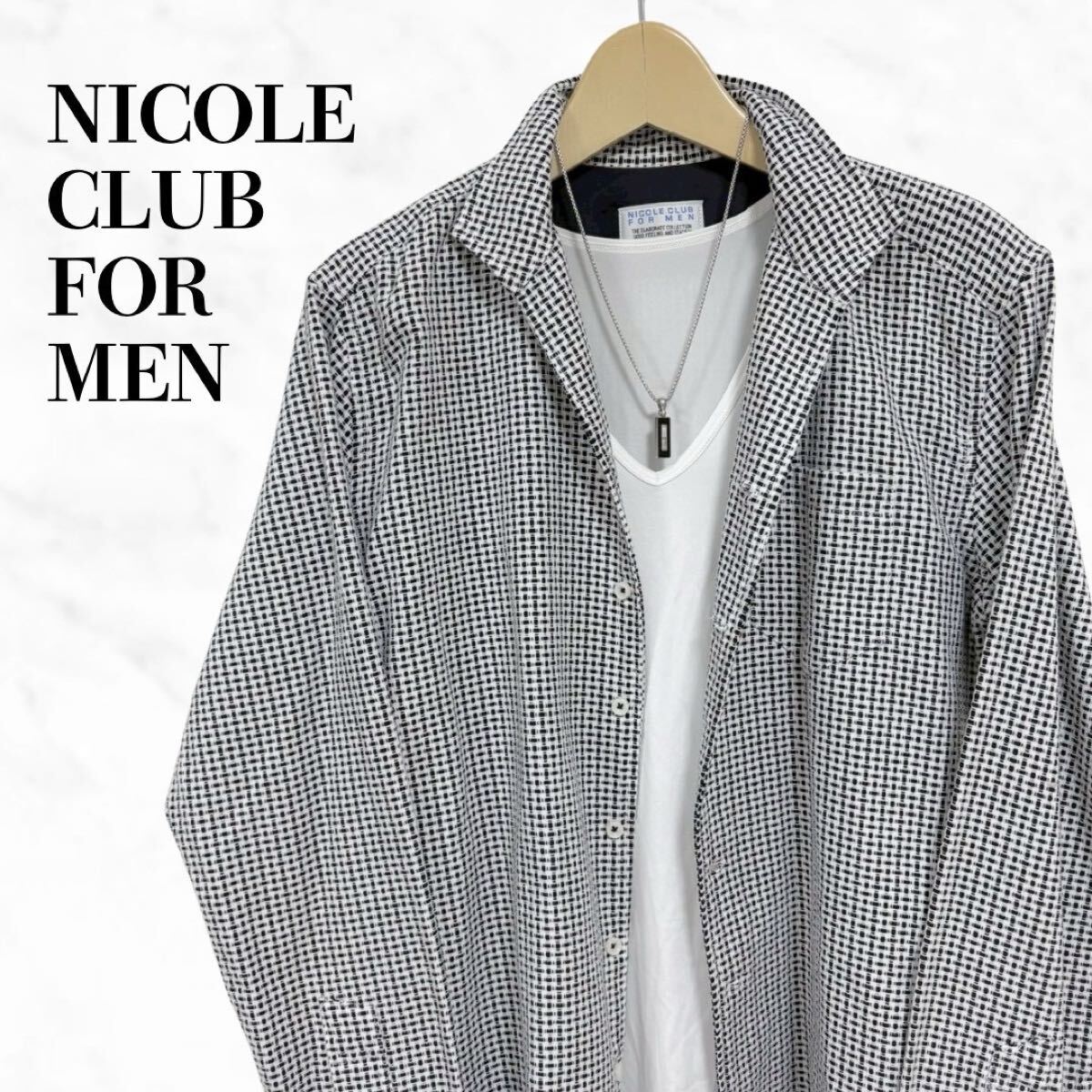 NICOLE CLUB FOR MEN 総柄シャツ　長袖シャツ　トップス_画像1