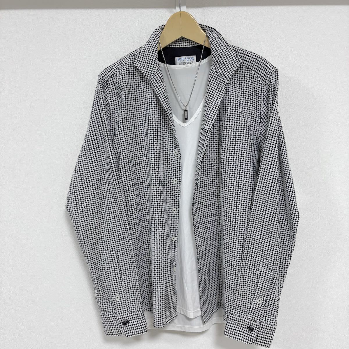 NICOLE CLUB FOR MEN 総柄シャツ　長袖シャツ　トップス_画像2