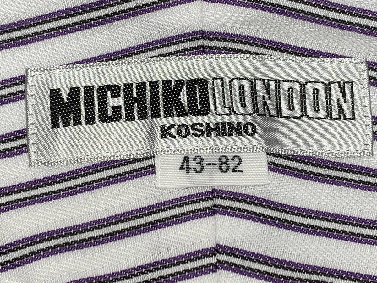 32393 MICHIKO LONDON 長袖 隠ボタンダウン シャツ XL 白紫黒_画像5