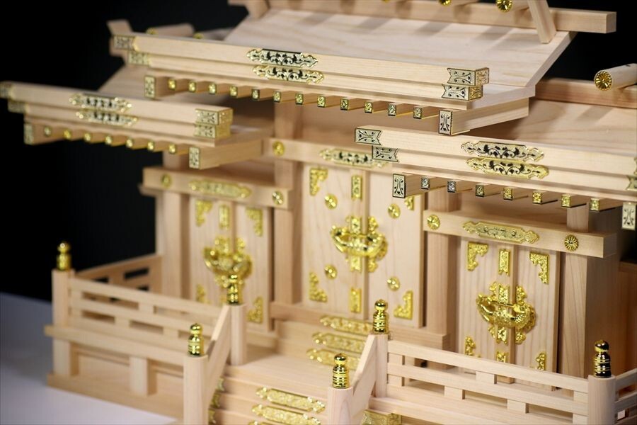 三社 ■ 屋根違い 寿福宮 ■ 薄型 / 低床型 (中) ■ 神棚 ■ 国産 岐阜 東濃桧_画像4