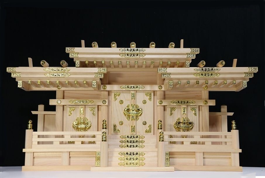 三社 ■ 屋根違い 寿福宮 ■ 薄型 / 低床型 (中) ■ 神棚 ■ 国産 岐阜 東濃桧_画像2