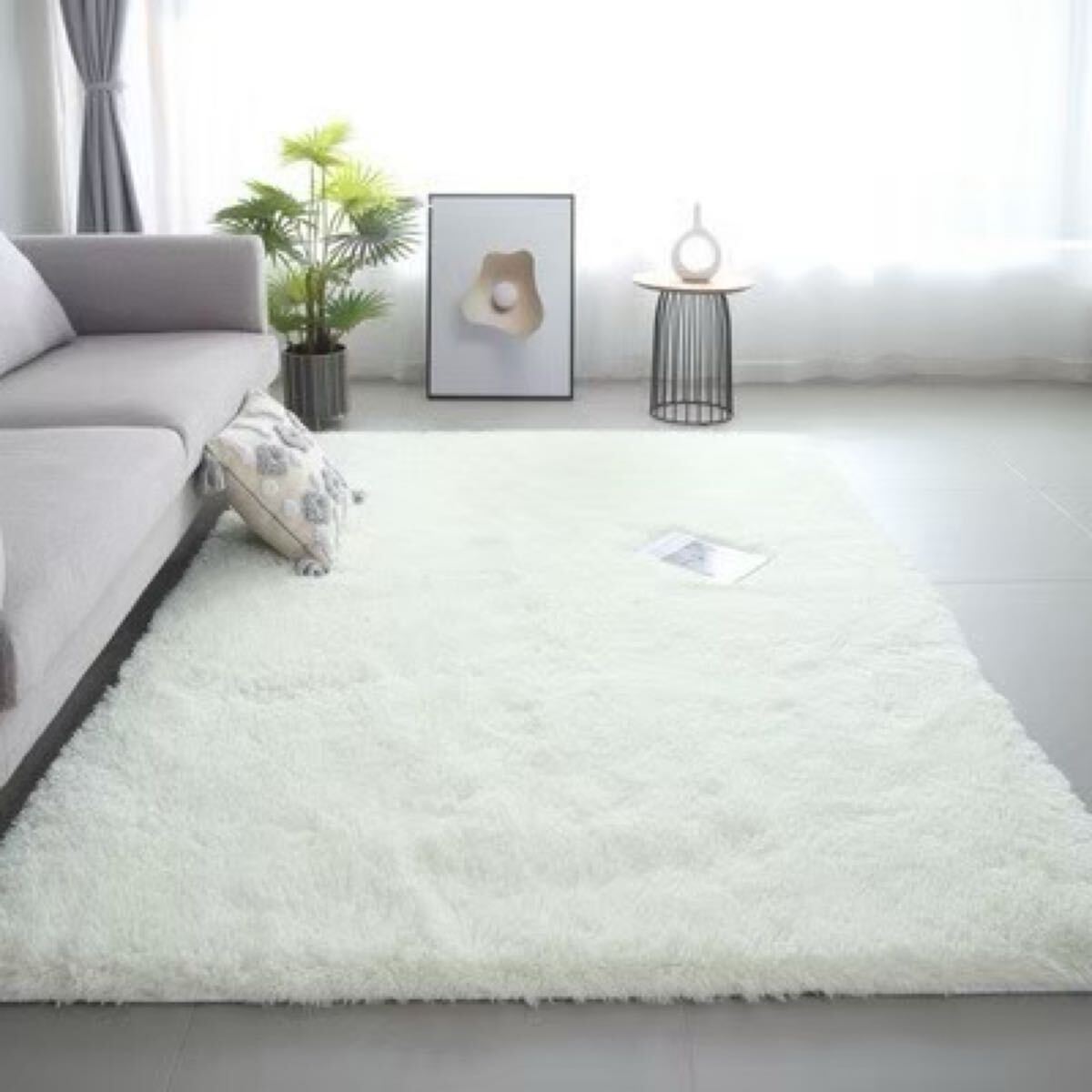 ラグ カーペット ふわふわ 滑り止め リビング 白 160×200 487 ホワイト ラグマット 絨毯 おしゃれ 北欧風 _画像2