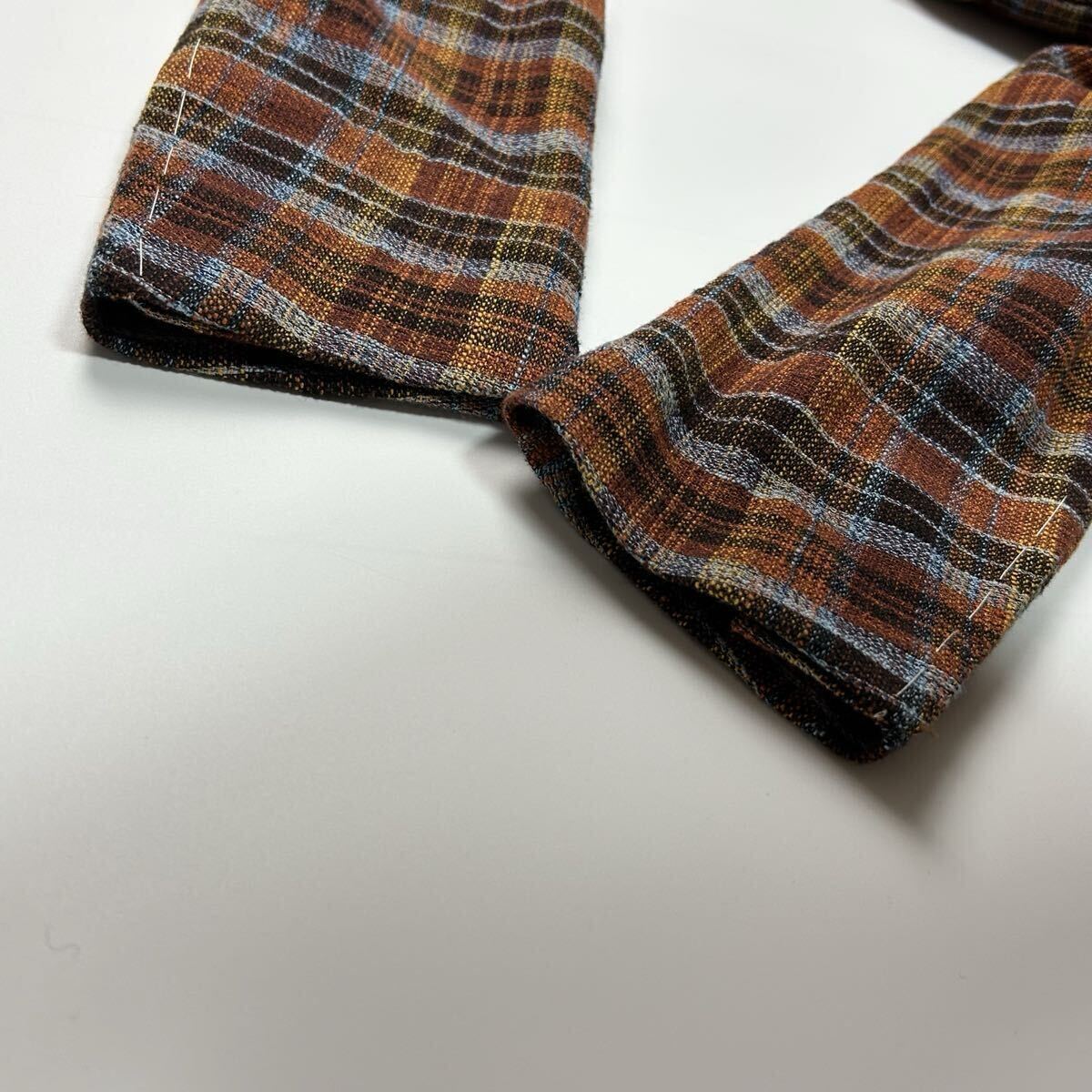 美品★ XLサイズ ETRO エトロ テーラードジャケット 裏地 ペイズリー 総柄 イタリア製 チェック カジュアル 最高級 ジャケット 背抜き _画像7