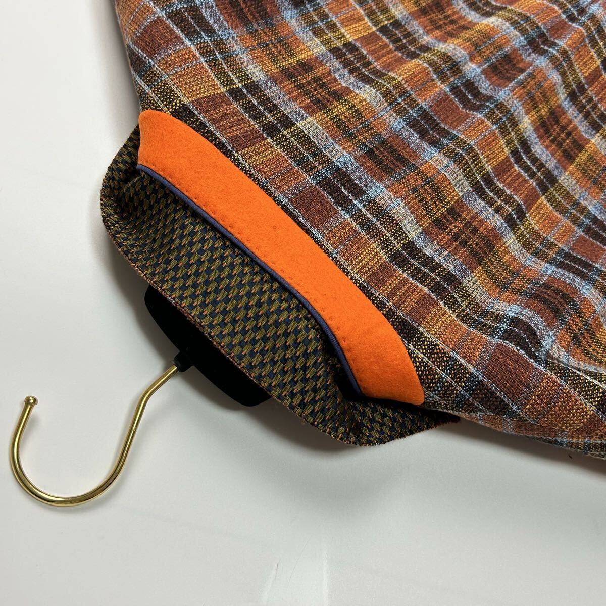 美品★ XLサイズ ETRO エトロ テーラードジャケット 裏地 ペイズリー 総柄 イタリア製 チェック カジュアル 最高級 ジャケット 背抜き _画像8