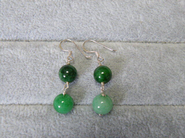 R00104.ヒスイ 翡翠 シルバー925 ハンドメイド ロングピアス _画像3