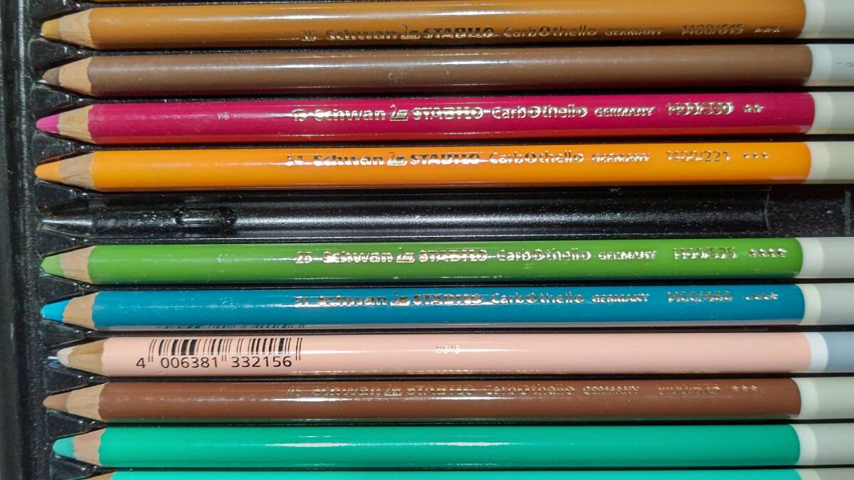 1022-1 当時物 ヴィンテージ 旧西独製 STABILO 1436 旧デザイン缶ケース入り 水彩色鉛筆 カーブオテロ 35色(36色の1本欠品)使用品_画像9