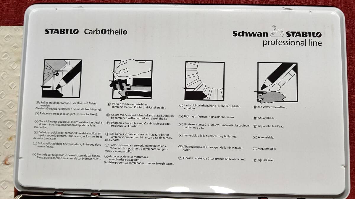1022-1 当時物 ヴィンテージ 旧西独製 STABILO 1436 旧デザイン缶ケース入り 水彩色鉛筆 カーブオテロ 35色(36色の1本欠品)使用品_画像5