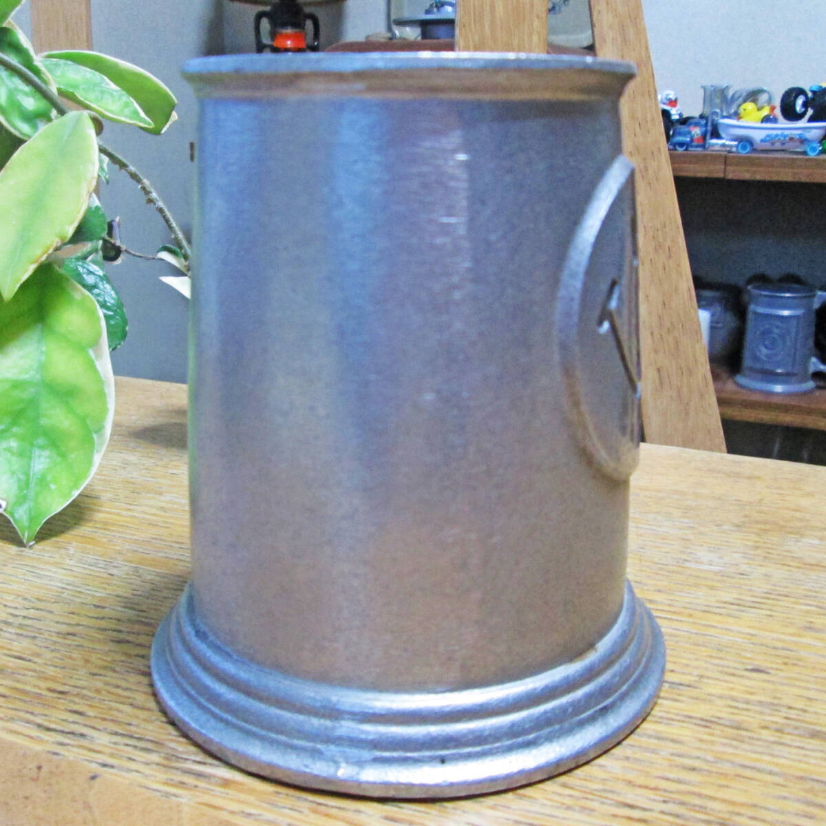 ★入手困難★珍品★USA ビンテージ ピューター マグカップ/ジョッキ/スマイル/スマイリー/ニコちゃん/ピース/サイケデリック/シャビー/幸福_画像3