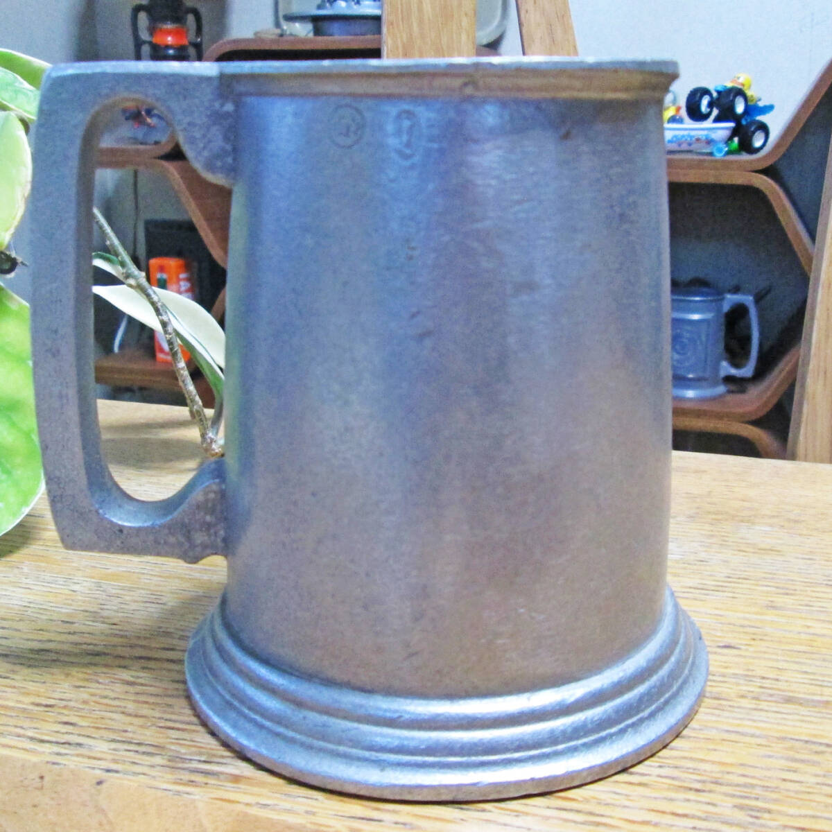 ★入手困難★珍品★USA ビンテージ ピューター マグカップ/ジョッキ/スマイル/スマイリー/ニコちゃん/ピース/サイケデリック/シャビー/幸福_画像4