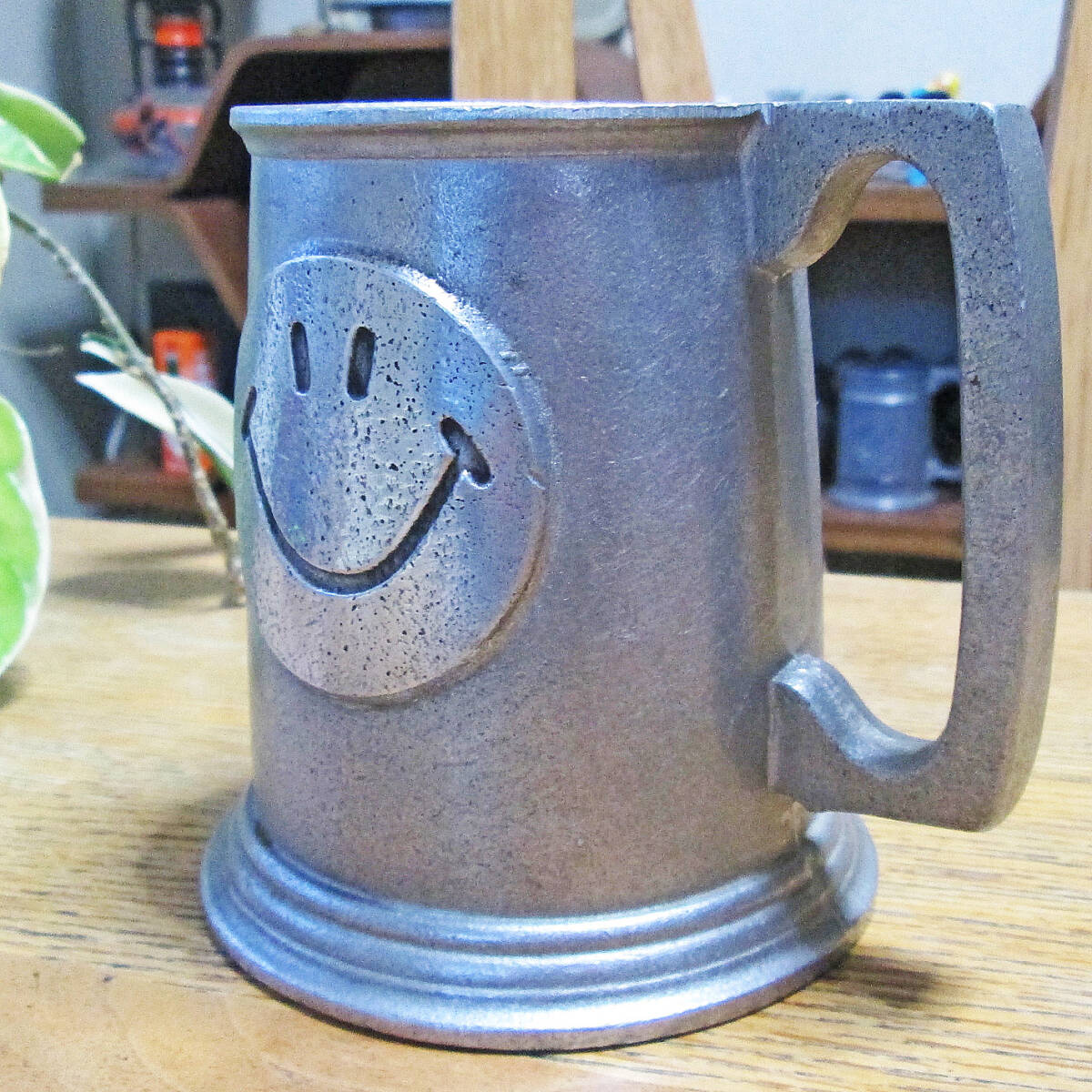 ★入手困難★珍品★USA ビンテージ ピューター マグカップ/ジョッキ/スマイル/スマイリー/ニコちゃん/ピース/サイケデリック/シャビー/幸福_画像5