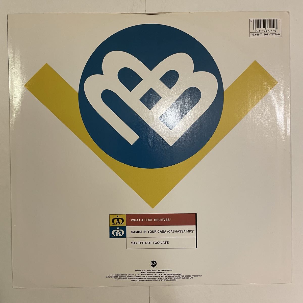 【12inch レコード】Matt Bianco 「What A Fool Believes」1991年/EastWest/YZ625T/9031-75774-0