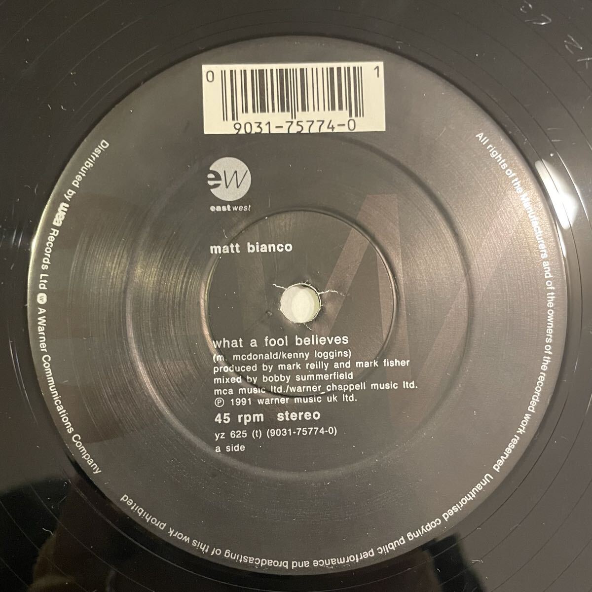 【12inch レコード】Matt Bianco 「What A Fool Believes」1991年/EastWest/YZ625T/9031-75774-0