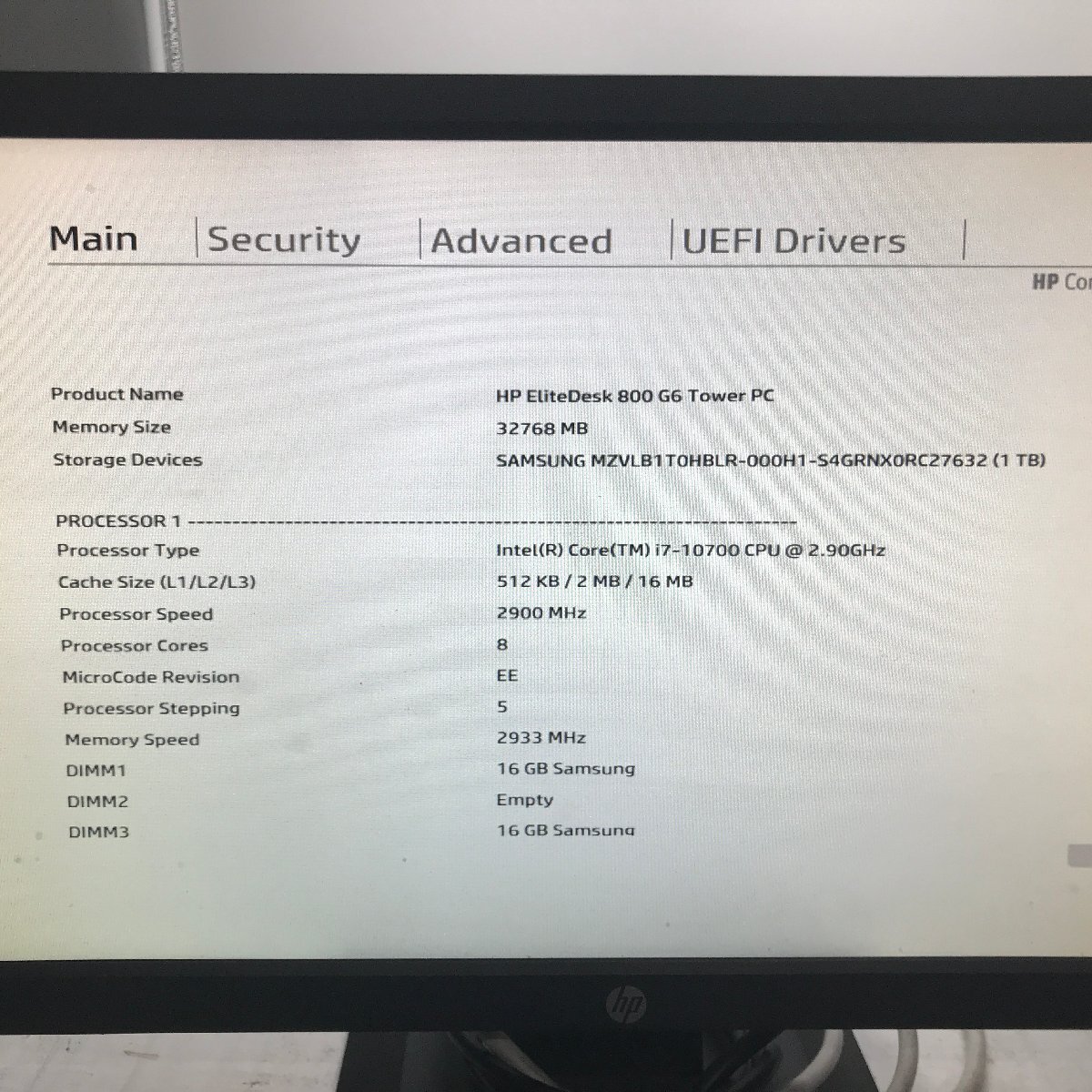 HP HP EliteDesk 800 G6 Tower PC Core i7 10700 2.90GHz/32 GB/1 TB(NVMe) 〔1010D03〕_画像8