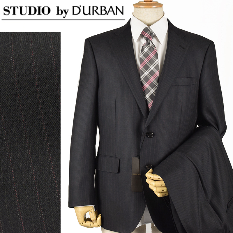 ◆STUDIO by D'URBAN スタジオバイダーバン◆秋冬 ピンストライプ柄 Super100'Sウールスーツ ダークグレー/A6_画像1