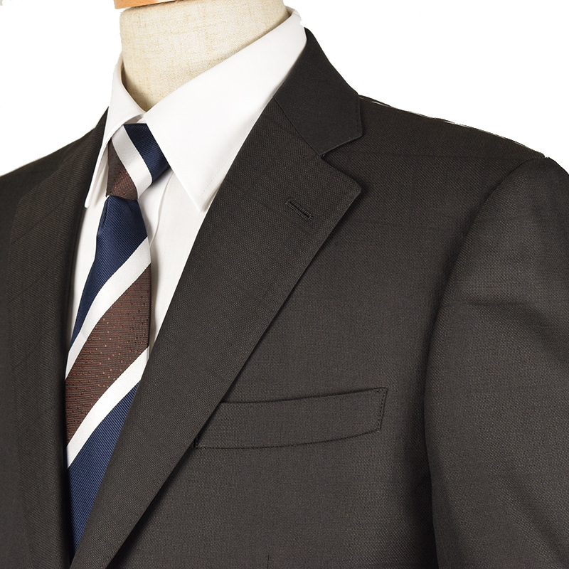 ◆STUDIO by D'URBAN ダーバン◆秋冬 GALAXY SILK BLEND シルク混 ウィンドペンチェック柄 ウールスーツ 茶/A5_画像3