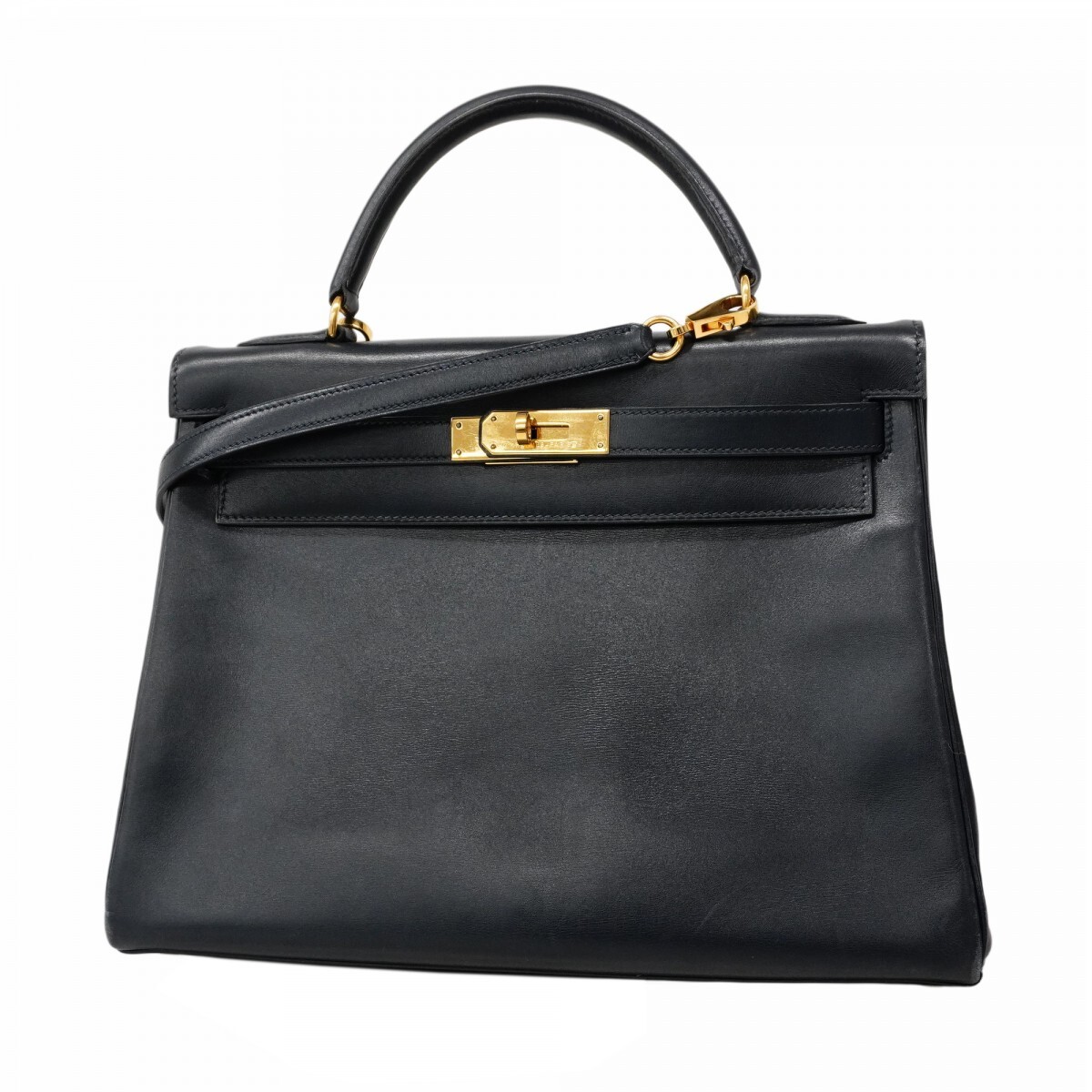 ★最終価格★SALE【5mb1416-h】エルメス ハンドバッグ ケリー32 ボックスカーフ ネイビー ゴールド金具 ○Y刻印 2wayバッグ_画像1