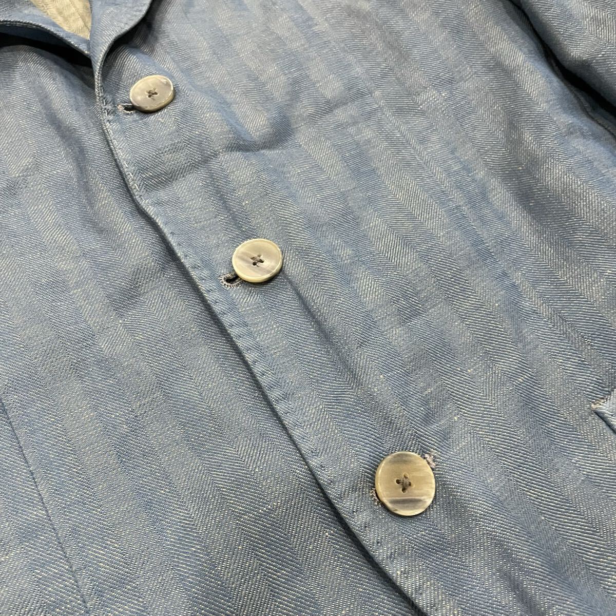 AC ○ 高品質 '洗練されたデザイン' SANTANIELLO サンタニエッロ ウール リネン テーラードジャケット 44 メンズ アウター 紳士服 ブルー系_画像6