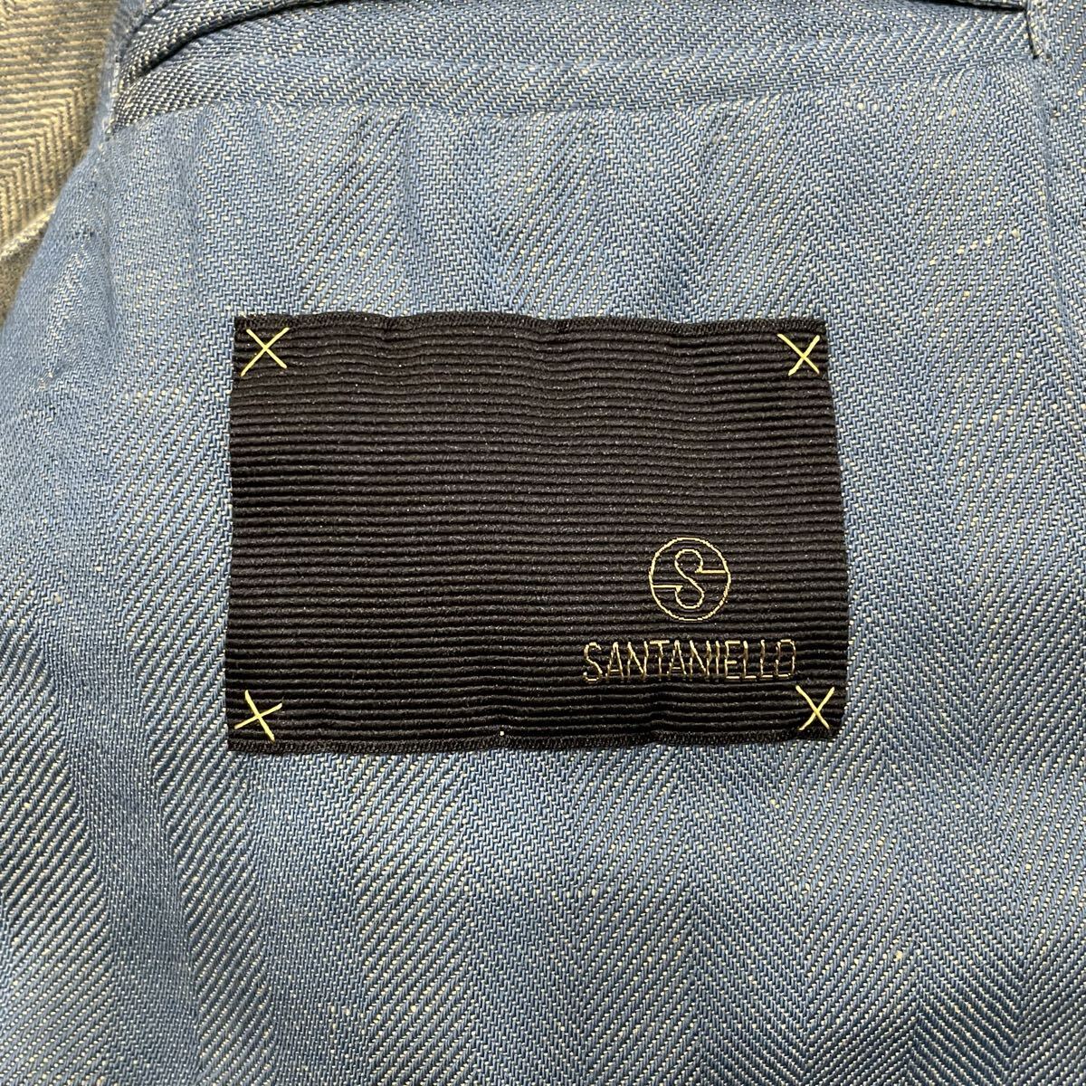 AC ○ 高品質 '洗練されたデザイン' SANTANIELLO サンタニエッロ ウール リネン テーラードジャケット 44 メンズ アウター 紳士服 ブルー系_画像8