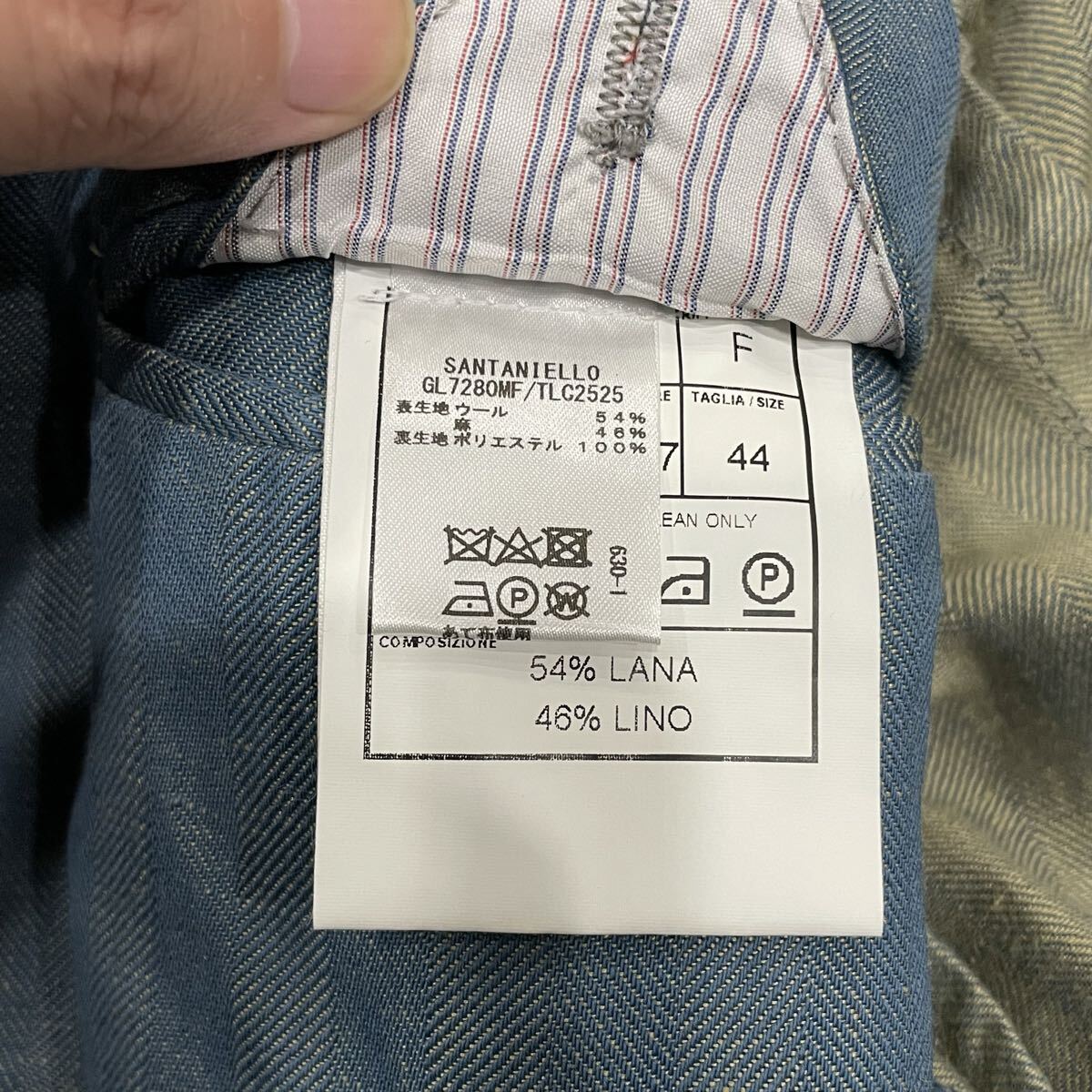 AC ○ 高品質 '洗練されたデザイン' SANTANIELLO サンタニエッロ ウール リネン テーラードジャケット 44 メンズ アウター 紳士服 ブルー系_画像9