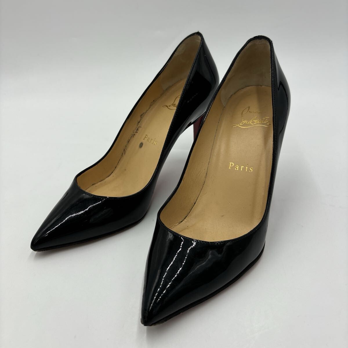 E＊ 保存袋付 イタリア製 '高級感溢れる' Christian Louboutin クリスチャンルブタン 本革 エナメルレザー ヒール / パンプス EU36.5 23cm_画像2